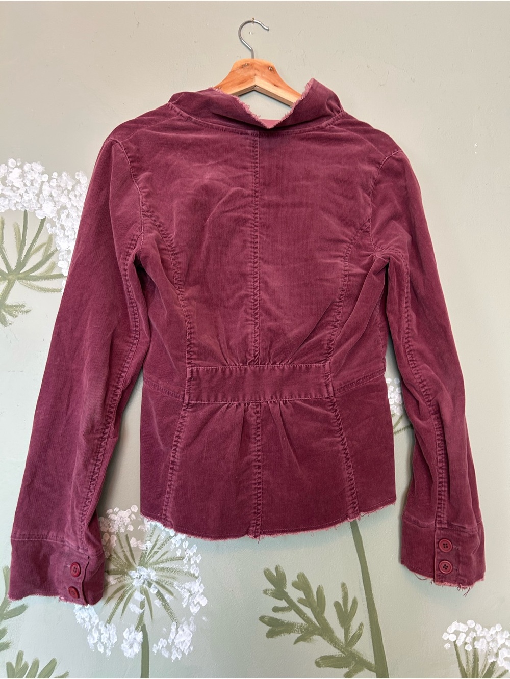 Berry Frayed Edge Corduroy Blazer - Picture 7 of 7